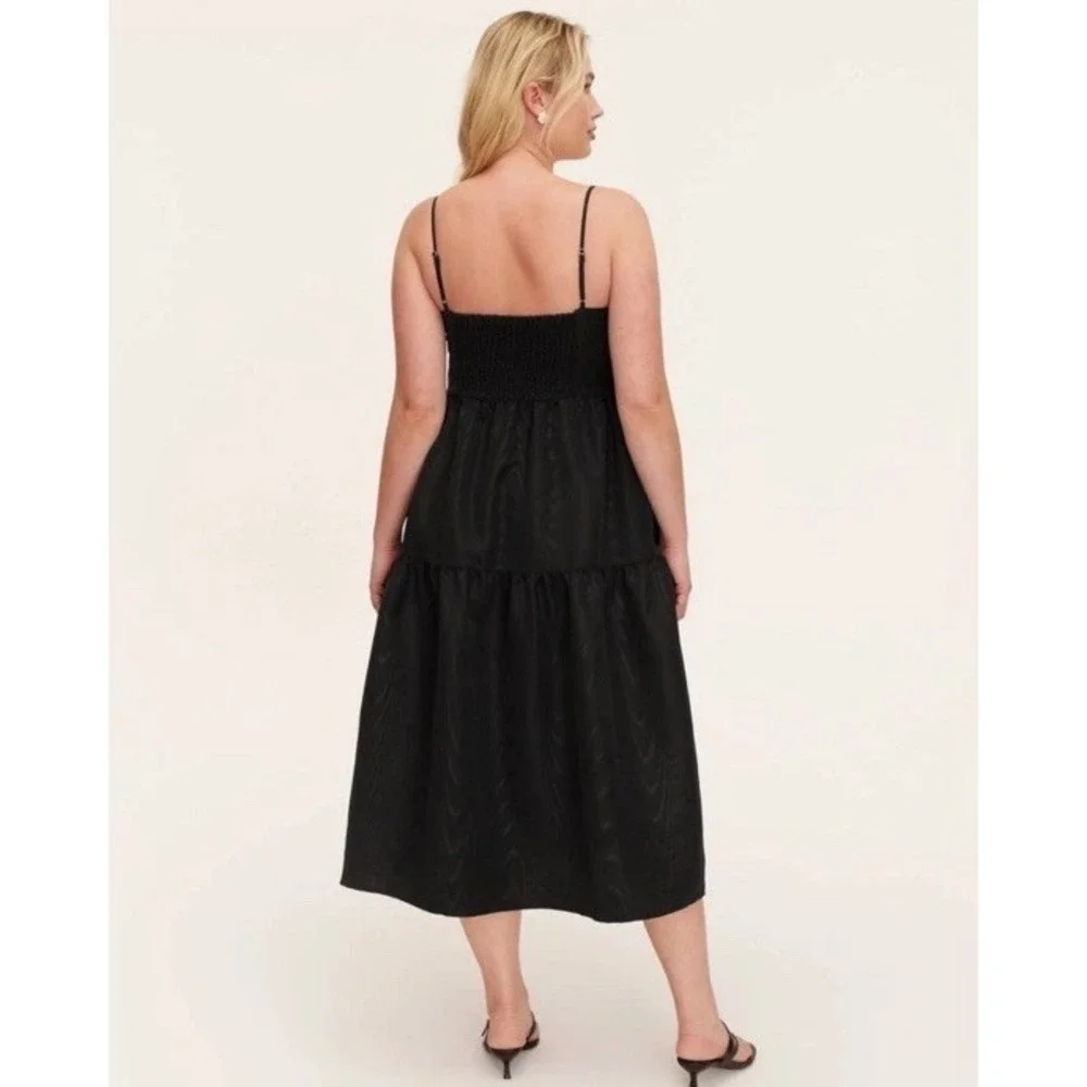 Black Spaghetti Strap Tiered Midi Dress
